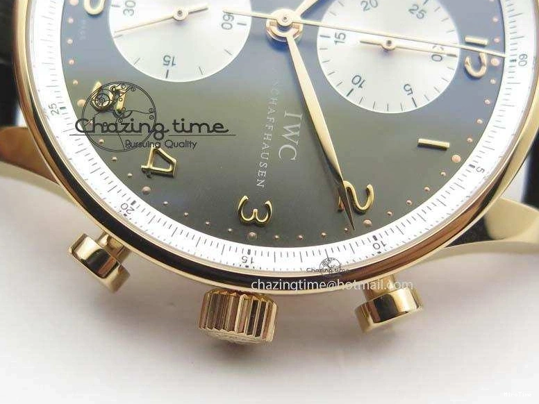 MIROTIME 0324 Portuguese Chrono RG IW371433 Jackie Chan ZF 1:1 Best Edition Gray Dial On Black Leather Strap A7750 V WrinkleFree 7273